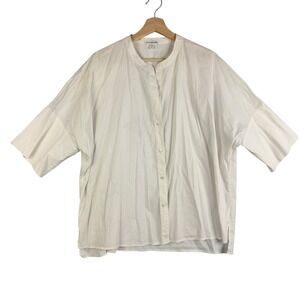 James‎ Perse White Band Collar Kimono Sleeve Button Up Shirt Top Size 4